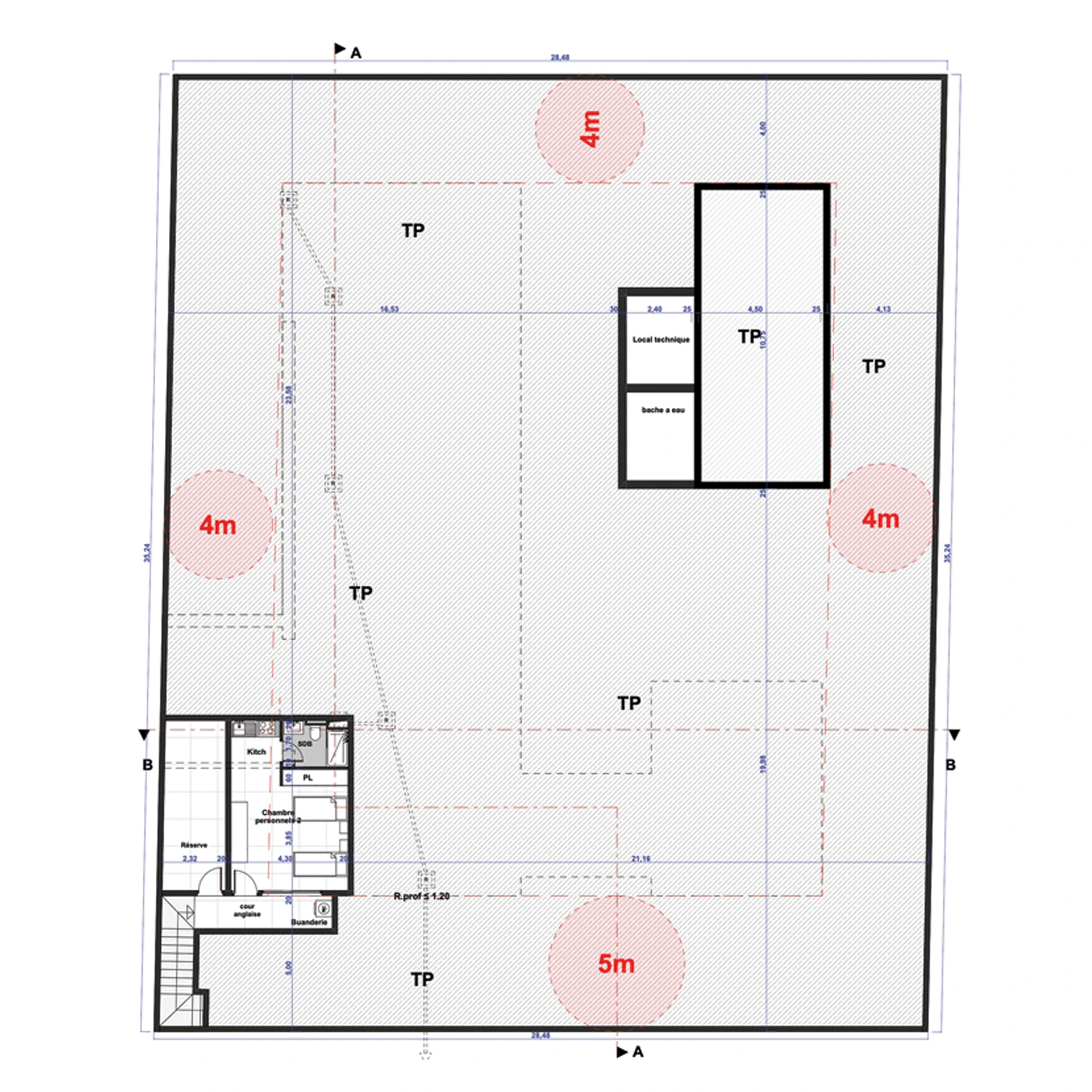 Plan sous-sol de la villa plain-pied — Terrafino Villas Marrakech
