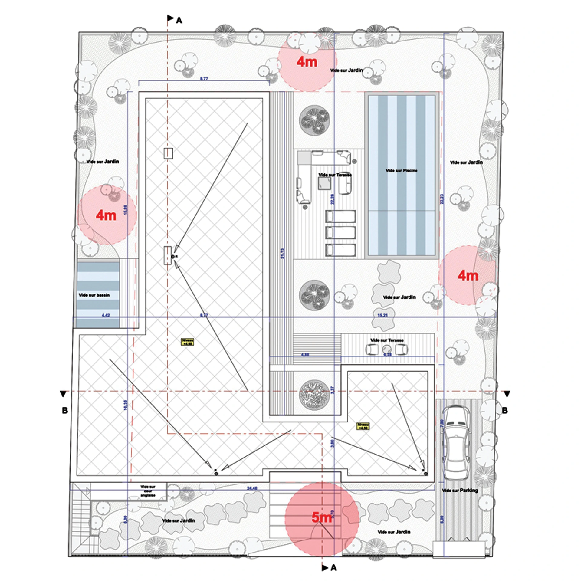 Plan de la toiture terrasse de la villa plain-pied — Terrafino Villas Marrakech
